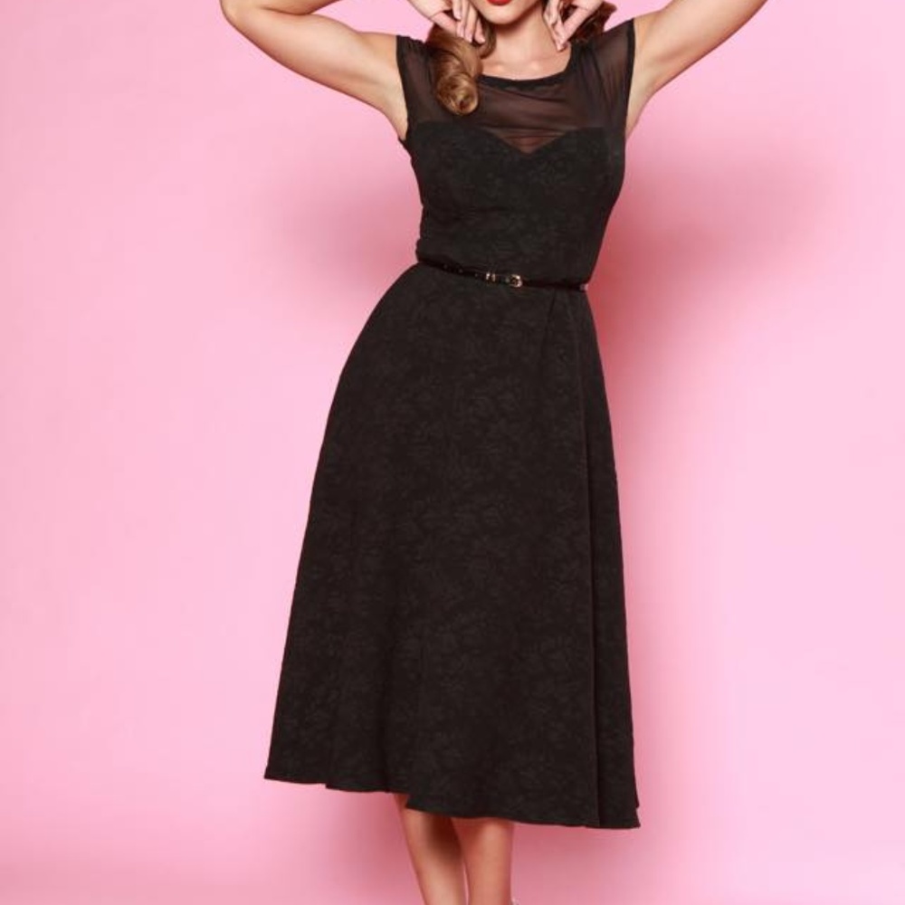 Bettie Page Dance with Me Dress in Black